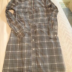 Black and White Checked Long Shirt Dress